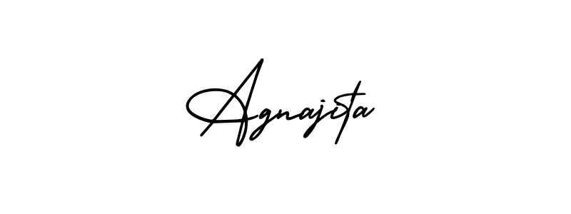 You should practise on your own different ways (AmerikaSignatureDemo-Regular) to write your name (Agnajita) in signature. don't let someone else do it for you. Agnajita signature style 3 images and pictures png