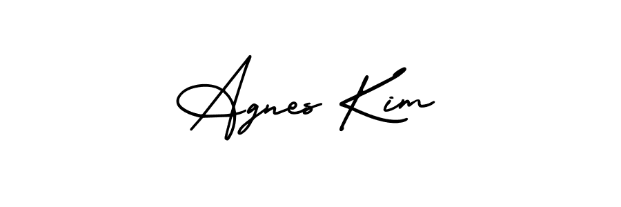 The best way (AmerikaSignatureDemo-Regular) to make a short signature is to pick only two or three words in your name. The name Agnes Kim include a total of six letters. For converting this name. Agnes Kim signature style 3 images and pictures png