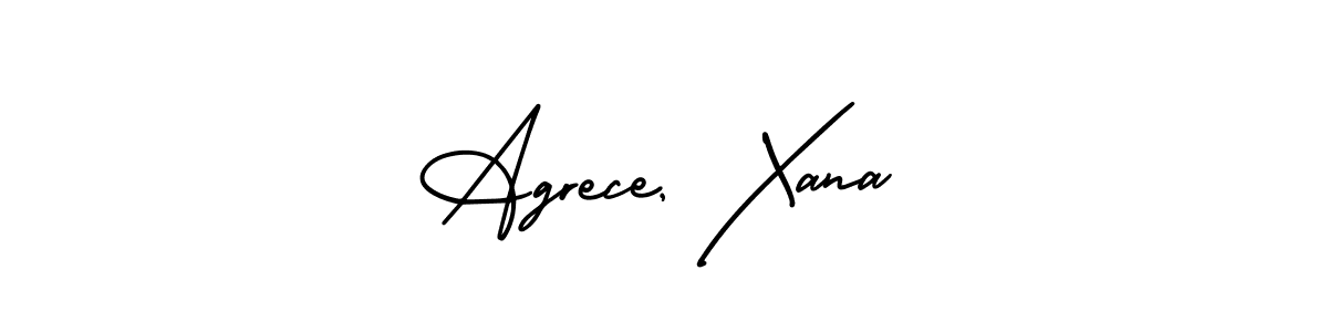 Similarly AmerikaSignatureDemo-Regular is the best handwritten signature design. Signature creator online .You can use it as an online autograph creator for name Agrece, Xana. Agrece, Xana signature style 3 images and pictures png