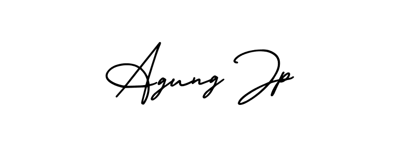 You should practise on your own different ways (AmerikaSignatureDemo-Regular) to write your name (Agung Jp) in signature. don't let someone else do it for you. Agung Jp signature style 3 images and pictures png