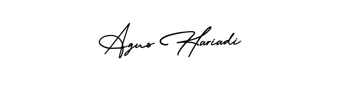 This is the best signature style for the Agus Hariadi name. Also you like these signature font (AmerikaSignatureDemo-Regular). Mix name signature. Agus Hariadi signature style 3 images and pictures png