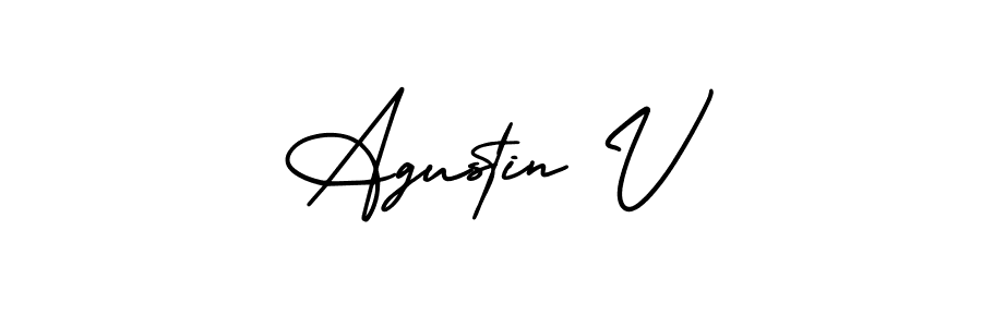 How to Draw Agustin V signature style? AmerikaSignatureDemo-Regular is a latest design signature styles for name Agustin V. Agustin V signature style 3 images and pictures png