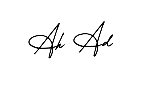 The best way (AmerikaSignatureDemo-Regular) to make a short signature is to pick only two or three words in your name. The name Ah Ad include a total of six letters. For converting this name. Ah Ad signature style 3 images and pictures png