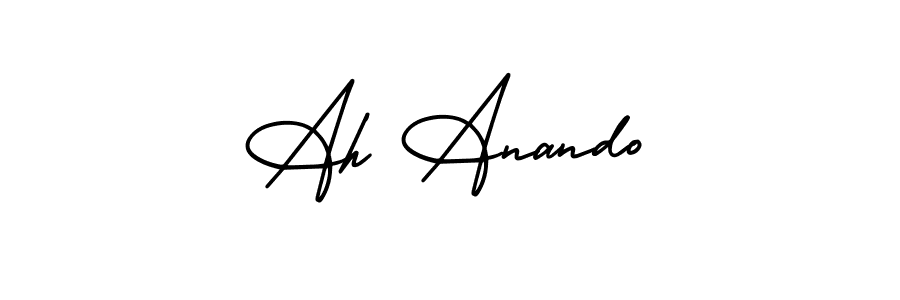 How to make Ah Anando name signature. Use AmerikaSignatureDemo-Regular style for creating short signs online. This is the latest handwritten sign. Ah Anando signature style 3 images and pictures png
