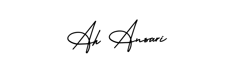 The best way (AmerikaSignatureDemo-Regular) to make a short signature is to pick only two or three words in your name. The name Ah Ansari include a total of six letters. For converting this name. Ah Ansari signature style 3 images and pictures png