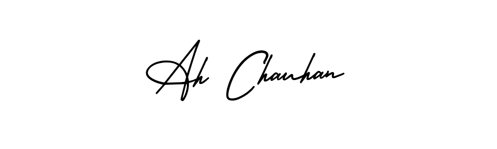 This is the best signature style for the Ah Chauhan name. Also you like these signature font (AmerikaSignatureDemo-Regular). Mix name signature. Ah Chauhan signature style 3 images and pictures png