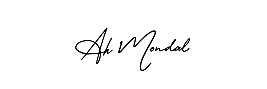 You should practise on your own different ways (AmerikaSignatureDemo-Regular) to write your name (Ah Mondal) in signature. don't let someone else do it for you. Ah Mondal signature style 3 images and pictures png