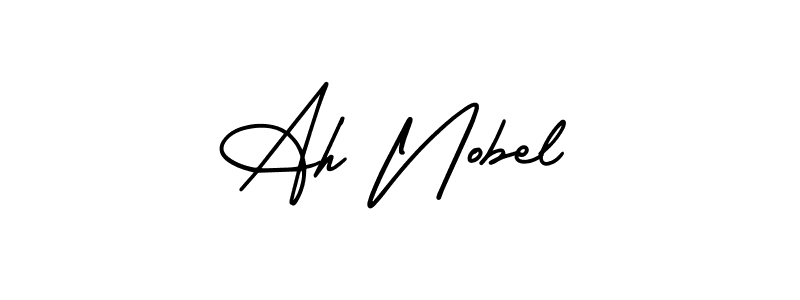 The best way (AmerikaSignatureDemo-Regular) to make a short signature is to pick only two or three words in your name. The name Ah Nobel include a total of six letters. For converting this name. Ah Nobel signature style 3 images and pictures png