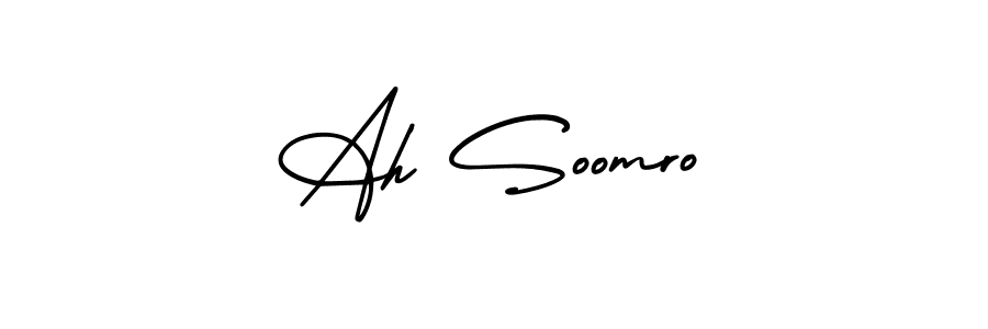 Similarly AmerikaSignatureDemo-Regular is the best handwritten signature design. Signature creator online .You can use it as an online autograph creator for name Ah Soomro. Ah Soomro signature style 3 images and pictures png