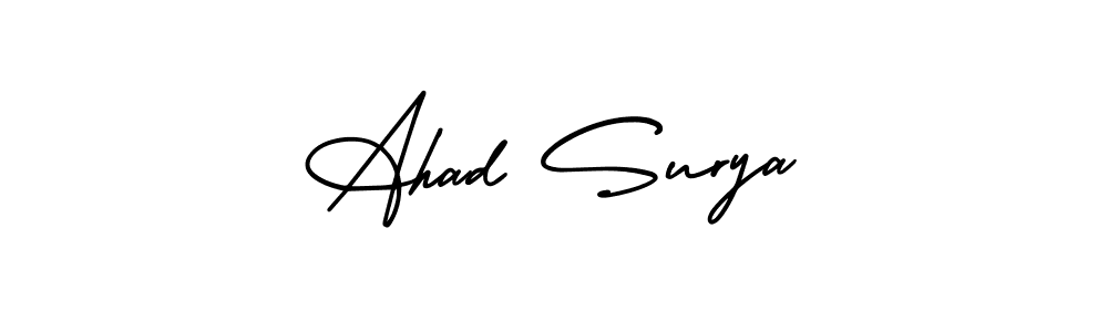 How to make Ahad Surya signature? AmerikaSignatureDemo-Regular is a professional autograph style. Create handwritten signature for Ahad Surya name. Ahad Surya signature style 3 images and pictures png