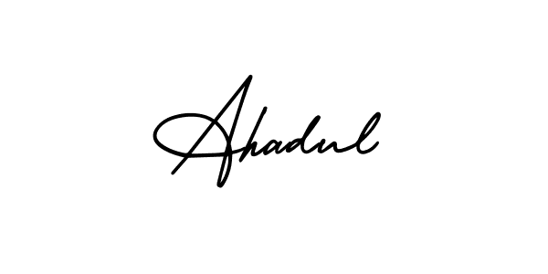 The best way (AmerikaSignatureDemo-Regular) to make a short signature is to pick only two or three words in your name. The name Ahadul include a total of six letters. For converting this name. Ahadul signature style 3 images and pictures png