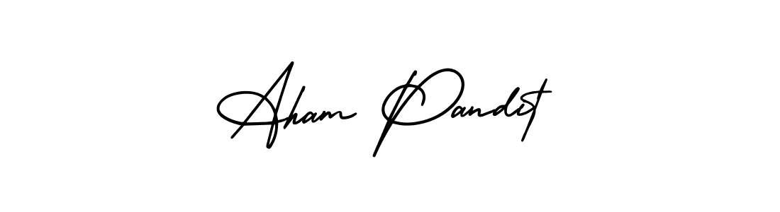 if you are searching for the best signature style for your name Aham Pandit. so please give up your signature search. here we have designed multiple signature styles  using AmerikaSignatureDemo-Regular. Aham Pandit signature style 3 images and pictures png