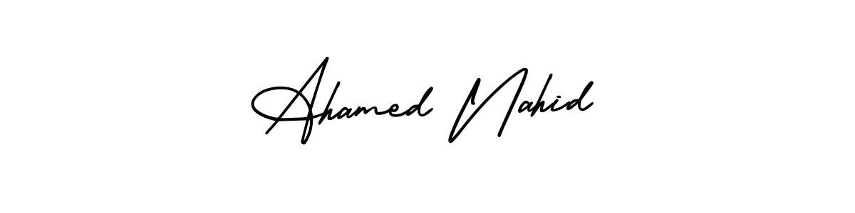 Similarly AmerikaSignatureDemo-Regular is the best handwritten signature design. Signature creator online .You can use it as an online autograph creator for name Ahamed Nahid. Ahamed Nahid signature style 3 images and pictures png