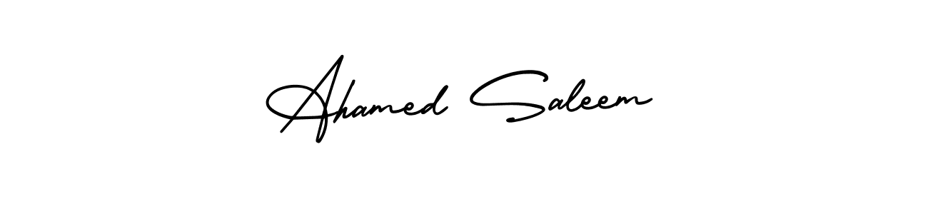 The best way (AmerikaSignatureDemo-Regular) to make a short signature is to pick only two or three words in your name. The name Ahamed Saleem include a total of six letters. For converting this name. Ahamed Saleem signature style 3 images and pictures png