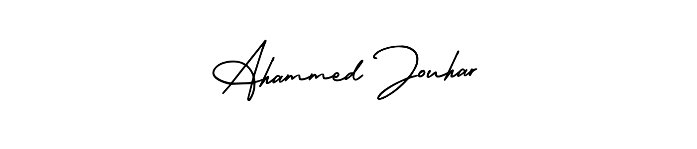 How to make Ahammed Jouhar name signature. Use AmerikaSignatureDemo-Regular style for creating short signs online. This is the latest handwritten sign. Ahammed Jouhar signature style 3 images and pictures png