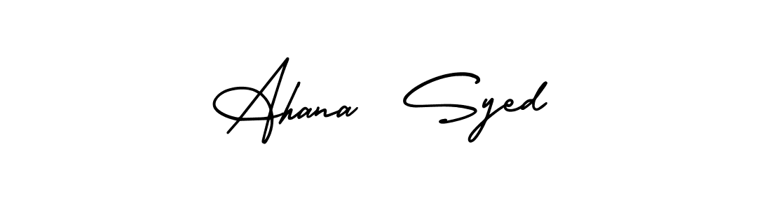 This is the best signature style for the Ahana  Syed name. Also you like these signature font (AmerikaSignatureDemo-Regular). Mix name signature. Ahana  Syed signature style 3 images and pictures png