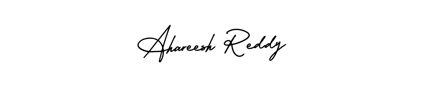 The best way (AmerikaSignatureDemo-Regular) to make a short signature is to pick only two or three words in your name. The name Ahareesh Reddy include a total of six letters. For converting this name. Ahareesh Reddy signature style 3 images and pictures png