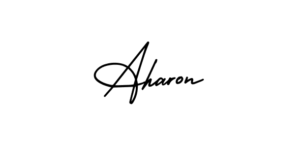 How to make Aharon name signature. Use AmerikaSignatureDemo-Regular style for creating short signs online. This is the latest handwritten sign. Aharon signature style 3 images and pictures png