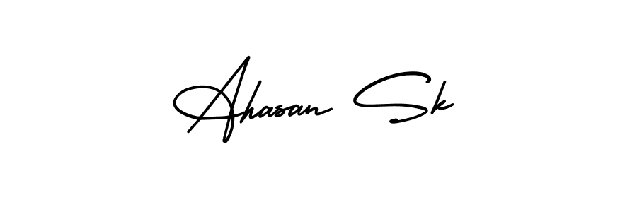 This is the best signature style for the Ahasan Sk name. Also you like these signature font (AmerikaSignatureDemo-Regular). Mix name signature. Ahasan Sk signature style 3 images and pictures png