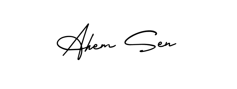 Design your own signature with our free online signature maker. With this signature software, you can create a handwritten (AmerikaSignatureDemo-Regular) signature for name Ahem Sen. Ahem Sen signature style 3 images and pictures png