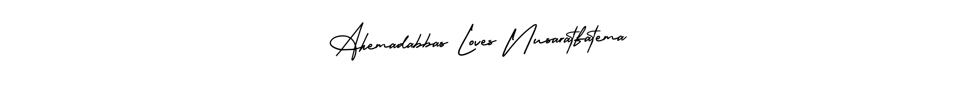 This is the best signature style for the Ahemadabbas Loves Nusaratfatema name. Also you like these signature font (AmerikaSignatureDemo-Regular). Mix name signature. Ahemadabbas Loves Nusaratfatema signature style 3 images and pictures png