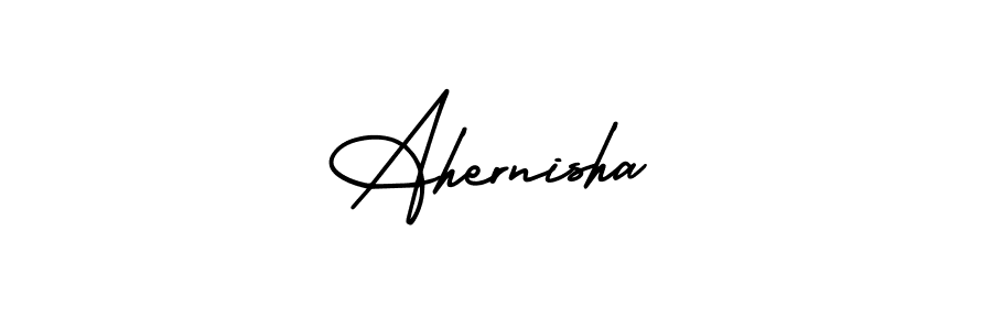 It looks lik you need a new signature style for name Ahernisha. Design unique handwritten (AmerikaSignatureDemo-Regular) signature with our free signature maker in just a few clicks. Ahernisha signature style 3 images and pictures png