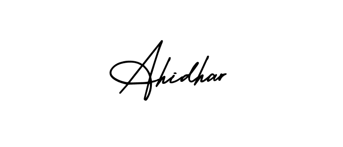 You should practise on your own different ways (AmerikaSignatureDemo-Regular) to write your name (Ahidhar) in signature. don't let someone else do it for you. Ahidhar signature style 3 images and pictures png