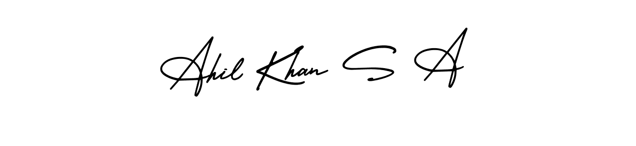 You can use this online signature creator to create a handwritten signature for the name Ahil Khan S A. This is the best online autograph maker. Ahil Khan S A signature style 3 images and pictures png