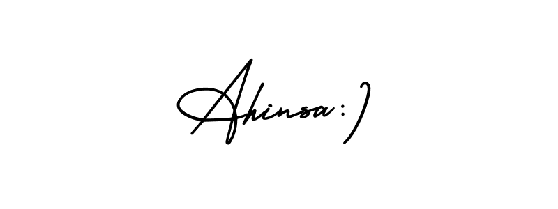 Similarly AmerikaSignatureDemo-Regular is the best handwritten signature design. Signature creator online .You can use it as an online autograph creator for name Ahinsa:). Ahinsa:) signature style 3 images and pictures png