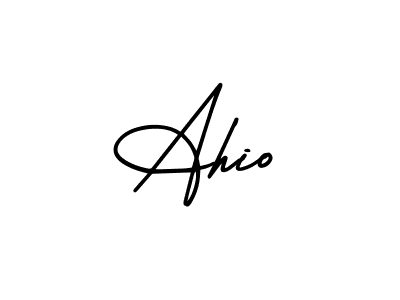 You should practise on your own different ways (AmerikaSignatureDemo-Regular) to write your name (Ahio) in signature. don't let someone else do it for you. Ahio signature style 3 images and pictures png