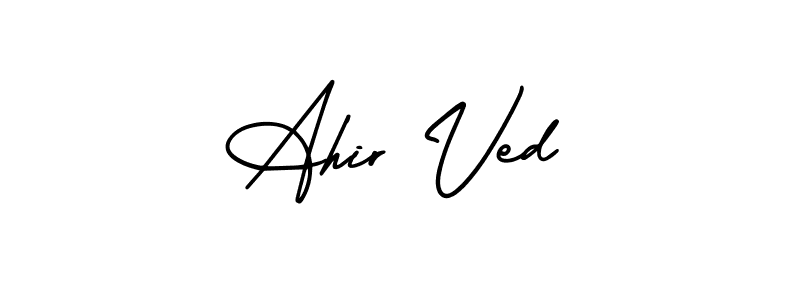 Ahir Ved stylish signature style. Best Handwritten Sign (AmerikaSignatureDemo-Regular) for my name. Handwritten Signature Collection Ideas for my name Ahir Ved. Ahir Ved signature style 3 images and pictures png