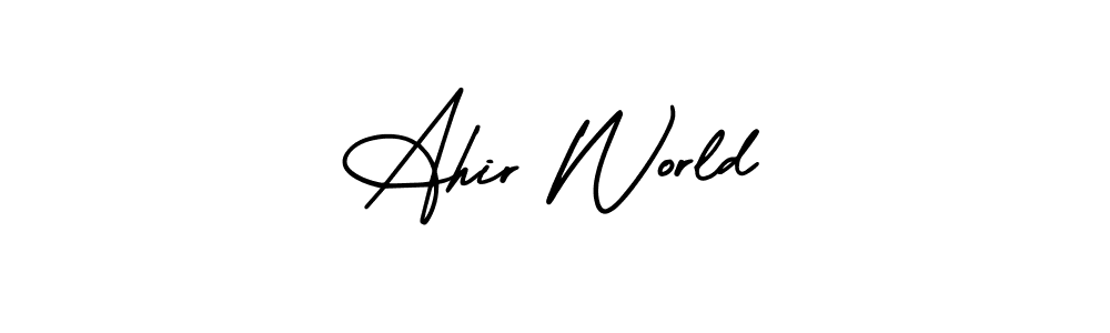 Ahir World stylish signature style. Best Handwritten Sign (AmerikaSignatureDemo-Regular) for my name. Handwritten Signature Collection Ideas for my name Ahir World. Ahir World signature style 3 images and pictures png