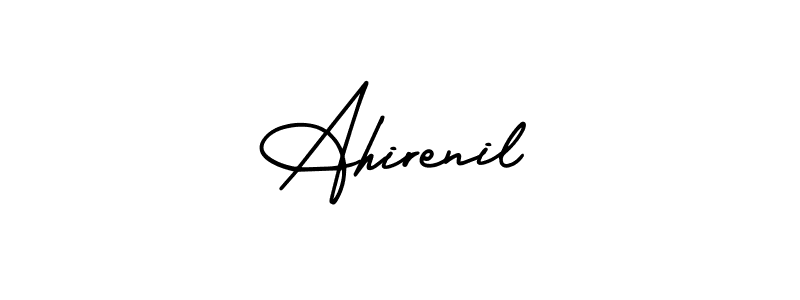How to Draw Ahirenil signature style? AmerikaSignatureDemo-Regular is a latest design signature styles for name Ahirenil. Ahirenil signature style 3 images and pictures png