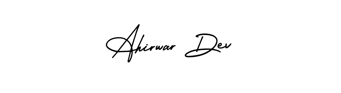 The best way (AmerikaSignatureDemo-Regular) to make a short signature is to pick only two or three words in your name. The name Ahirwar Dev include a total of six letters. For converting this name. Ahirwar Dev signature style 3 images and pictures png