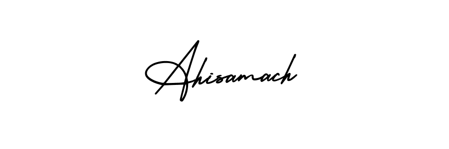 The best way (AmerikaSignatureDemo-Regular) to make a short signature is to pick only two or three words in your name. The name Ahisamach include a total of six letters. For converting this name. Ahisamach signature style 3 images and pictures png