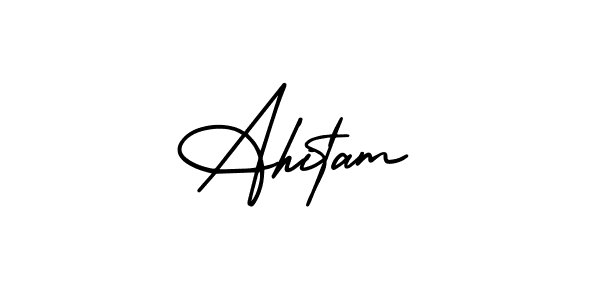 This is the best signature style for the Ahitam name. Also you like these signature font (AmerikaSignatureDemo-Regular). Mix name signature. Ahitam signature style 3 images and pictures png