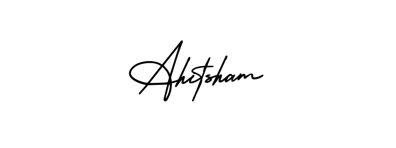 The best way (AmerikaSignatureDemo-Regular) to make a short signature is to pick only two or three words in your name. The name Ahitsham include a total of six letters. For converting this name. Ahitsham signature style 3 images and pictures png
