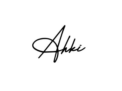 You should practise on your own different ways (AmerikaSignatureDemo-Regular) to write your name (Ahki) in signature. don't let someone else do it for you. Ahki signature style 3 images and pictures png