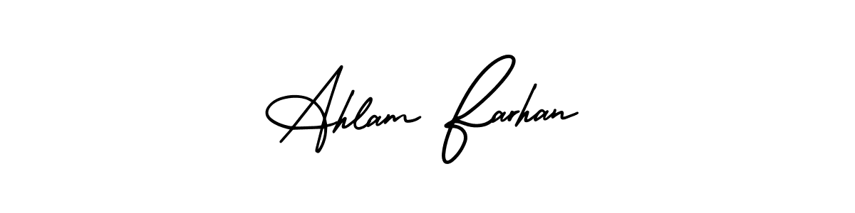 How to Draw Ahlam Farhan signature style? AmerikaSignatureDemo-Regular is a latest design signature styles for name Ahlam Farhan. Ahlam Farhan signature style 3 images and pictures png