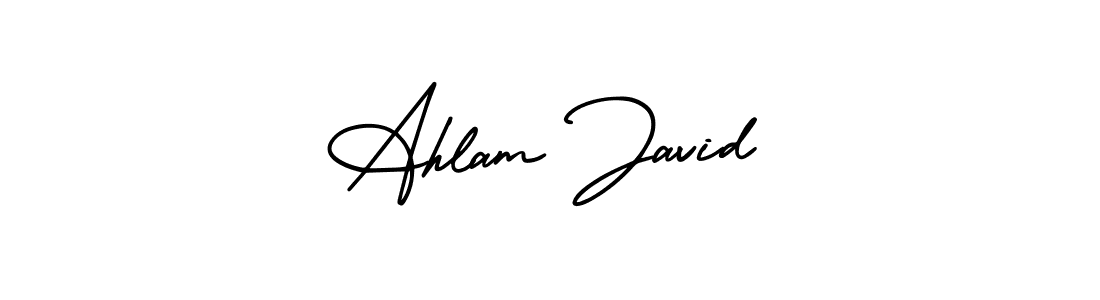 How to make Ahlam Javid name signature. Use AmerikaSignatureDemo-Regular style for creating short signs online. This is the latest handwritten sign. Ahlam Javid signature style 3 images and pictures png