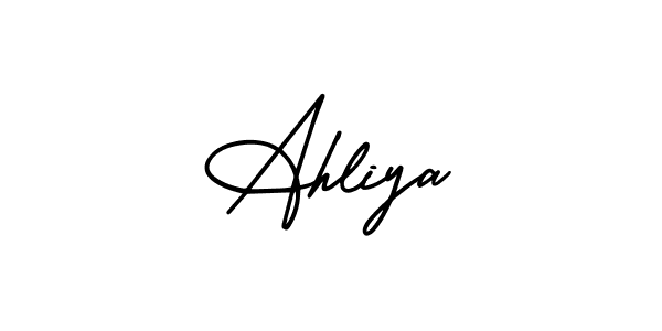 The best way (AmerikaSignatureDemo-Regular) to make a short signature is to pick only two or three words in your name. The name Ahliya include a total of six letters. For converting this name. Ahliya signature style 3 images and pictures png