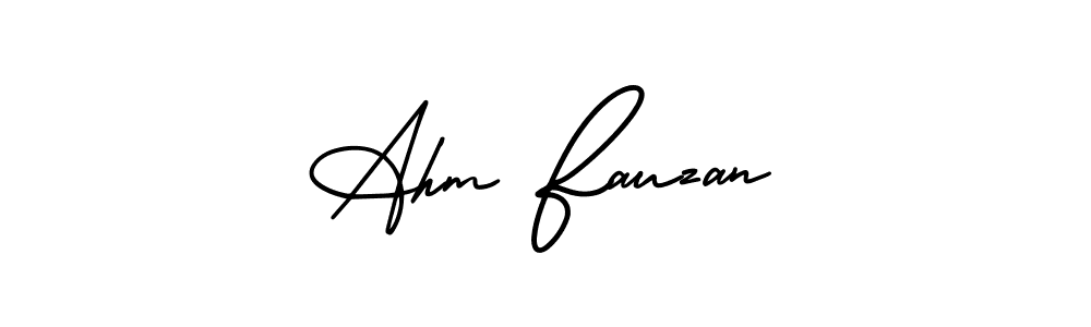Design your own signature with our free online signature maker. With this signature software, you can create a handwritten (AmerikaSignatureDemo-Regular) signature for name Ahm Fauzan. Ahm Fauzan signature style 3 images and pictures png