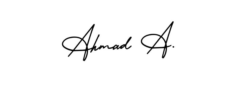 AmerikaSignatureDemo-Regular is a professional signature style that is perfect for those who want to add a touch of class to their signature. It is also a great choice for those who want to make their signature more unique. Get Ahmad A. name to fancy signature for free. Ahmad A. signature style 3 images and pictures png