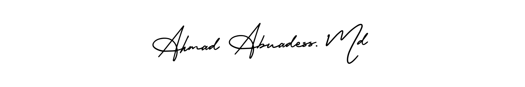 This is the best signature style for the Ahmad Abuadess. Md name. Also you like these signature font (AmerikaSignatureDemo-Regular). Mix name signature. Ahmad Abuadess. Md signature style 3 images and pictures png