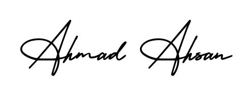 Turn your name Ahmad Ahsan into a signature brand with AmerikaSignatureDemo-Regular styling. Download in standard PNG or transparent format anytime. Ahmad Ahsan signature style 3 images and pictures png