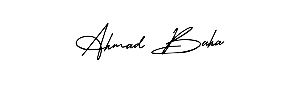 Create a beautiful signature design for name Ahmad Baha. With this signature (AmerikaSignatureDemo-Regular) fonts, you can make a handwritten signature for free. Ahmad Baha signature style 3 images and pictures png