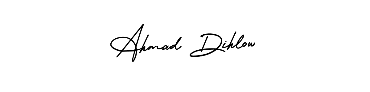 How to Draw Ahmad Dihlow signature style? AmerikaSignatureDemo-Regular is a latest design signature styles for name Ahmad Dihlow. Ahmad Dihlow signature style 3 images and pictures png