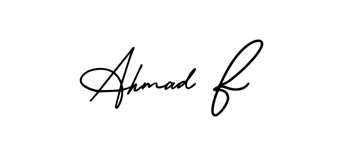 You can use this online signature creator to create a handwritten signature for the name Ahmad F. This is the best online autograph maker. Ahmad F signature style 3 images and pictures png