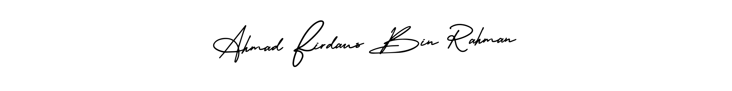 if you are searching for the best signature style for your name Ahmad Firdaus Bin Rahman. so please give up your signature search. here we have designed multiple signature styles  using AmerikaSignatureDemo-Regular. Ahmad Firdaus Bin Rahman signature style 3 images and pictures png