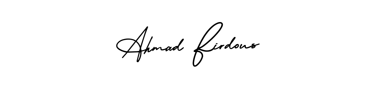 You should practise on your own different ways (AmerikaSignatureDemo-Regular) to write your name (Ahmad Firdous) in signature. don't let someone else do it for you. Ahmad Firdous signature style 3 images and pictures png